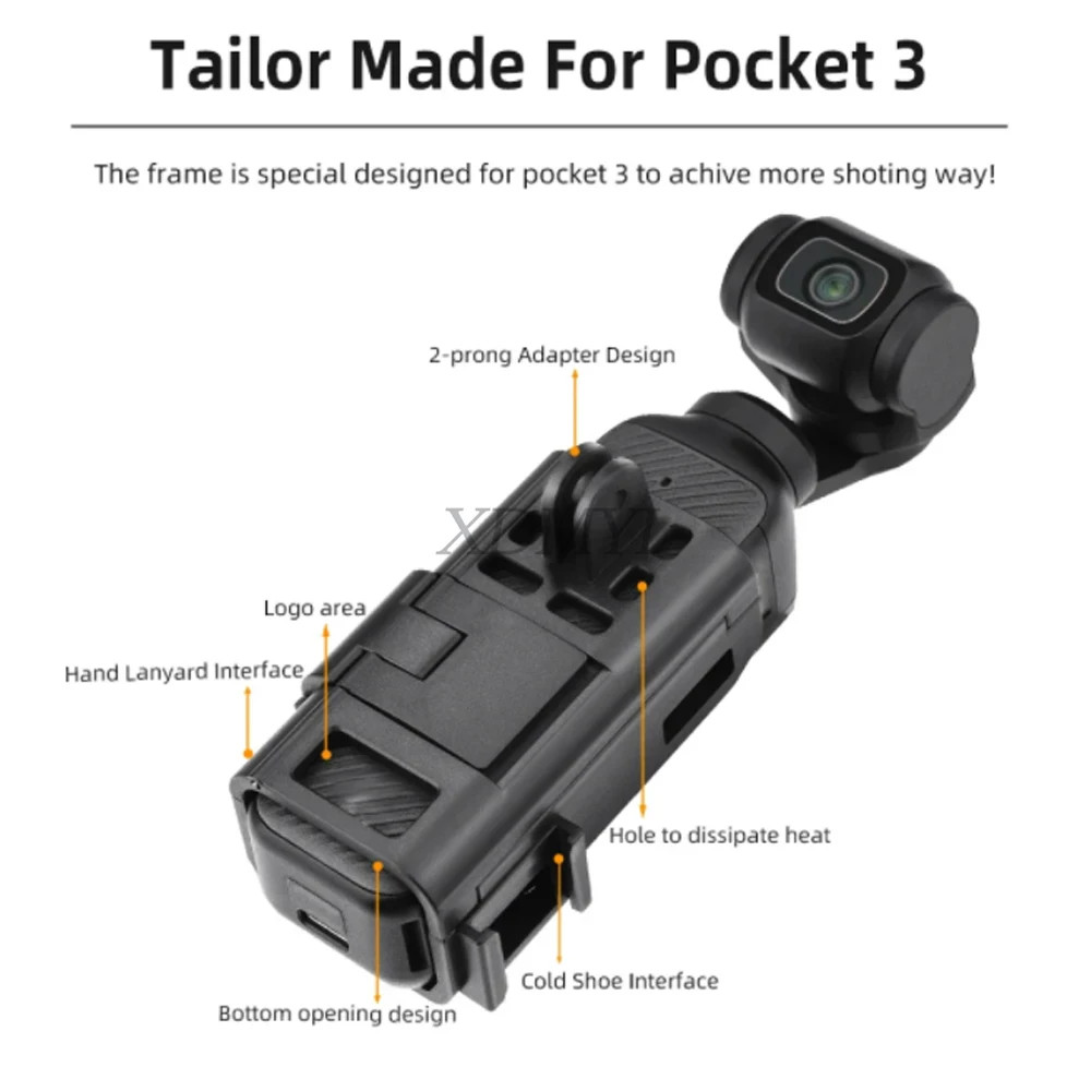 กรอบขยายสําหรับกระเป๋า 3 Magnetic Fix Mount ฐานคลิปอะแดปเตอร์อินเทอร์เฟซสําหรับ DJI Osmo Pocket 3 อุปกรณ์เสริมสําหรับกล้อง