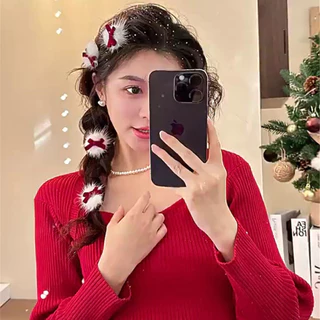 กิ๊บติดผมตุ๊กตาคริสต์มาสกํามะหยี่โบว์เรียบคลิปหน้าผาก ใบเรียกเก็บเงินเป็ด คลิปดัดผมผู้หญิง