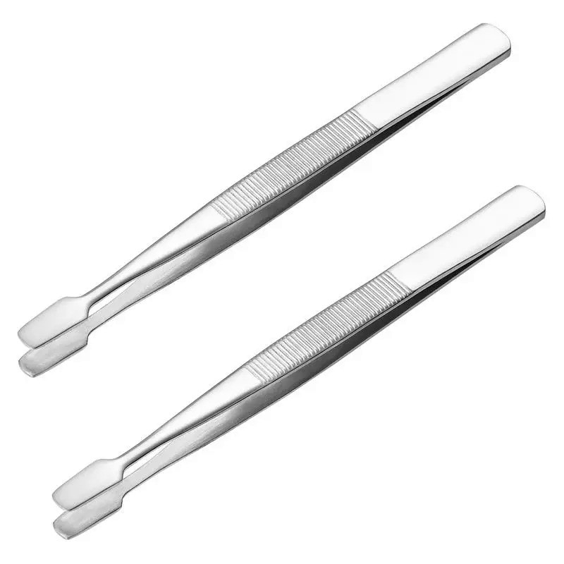 2pcs Stamp Tweezers Stainless Steel Stamps Collector Tools Flat Tweezers Flat Head Tweezers Stamp Co