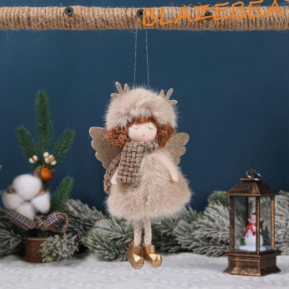 Blazebea Plush Antlers Angel สาวจี้,การ์ตูนนุ่มคริสต์มาส Angel เครื่องประดับสาว, Party Supplies Handmade น่ารักประณีต Xmas Tree จี้บ้าน Xmas Decor