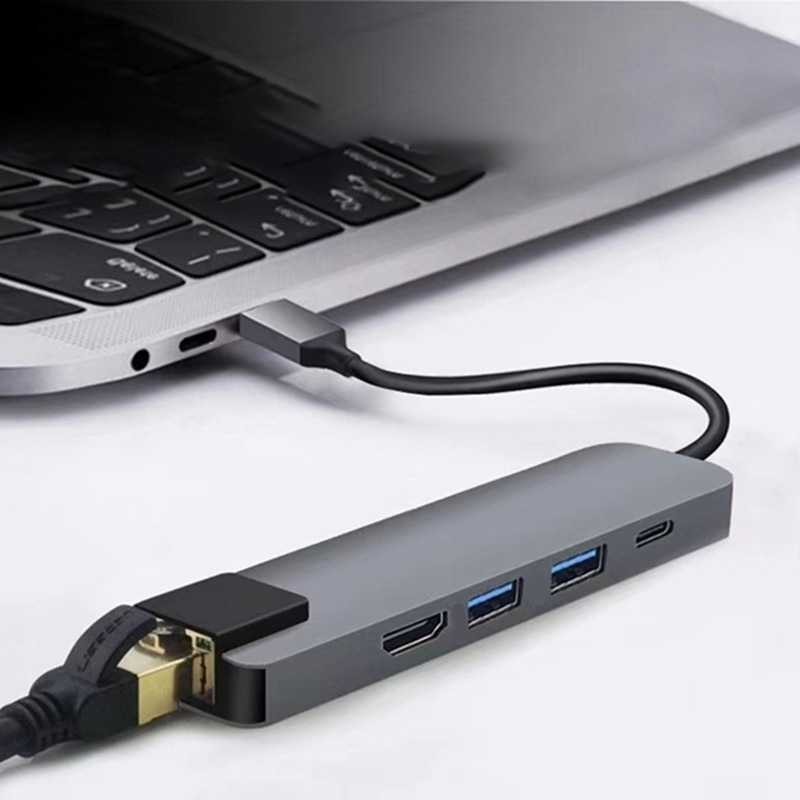 EDUP USB Type C Hub 5 in 1 LAN HDTV ผ่านการชาร์จ - YC-206- [[ ZENIX ]]