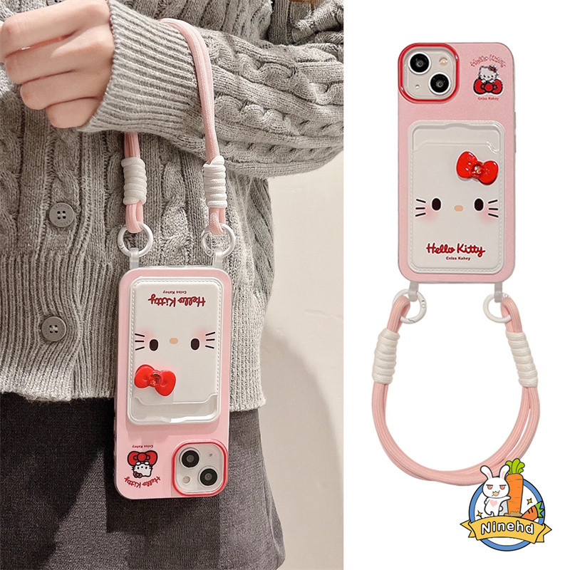 ปลอก+โซ่+ตุ๊กตา3dเข้ากันได้สําหรับiphone 16 11 15 14 13 12 Pro Max 8 7 6 6s Plus X XS Max SE 2020 XRเคสโทรศัพท์น่ารักKittyแมวสีชมพูชุบเลนส์Anti Drop Shock Soft ฝาครอบ