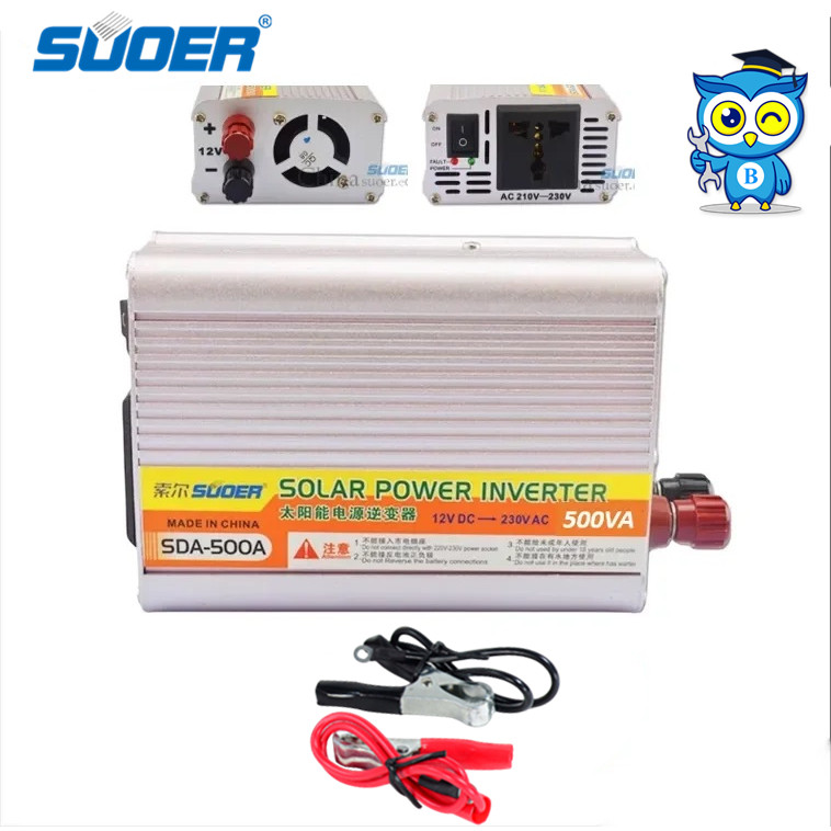 SUOER อินเวอร์เตอร์ 12V500VA / 24V 500va. 12V/24V (350w)to 220v Solar PowerInverter
