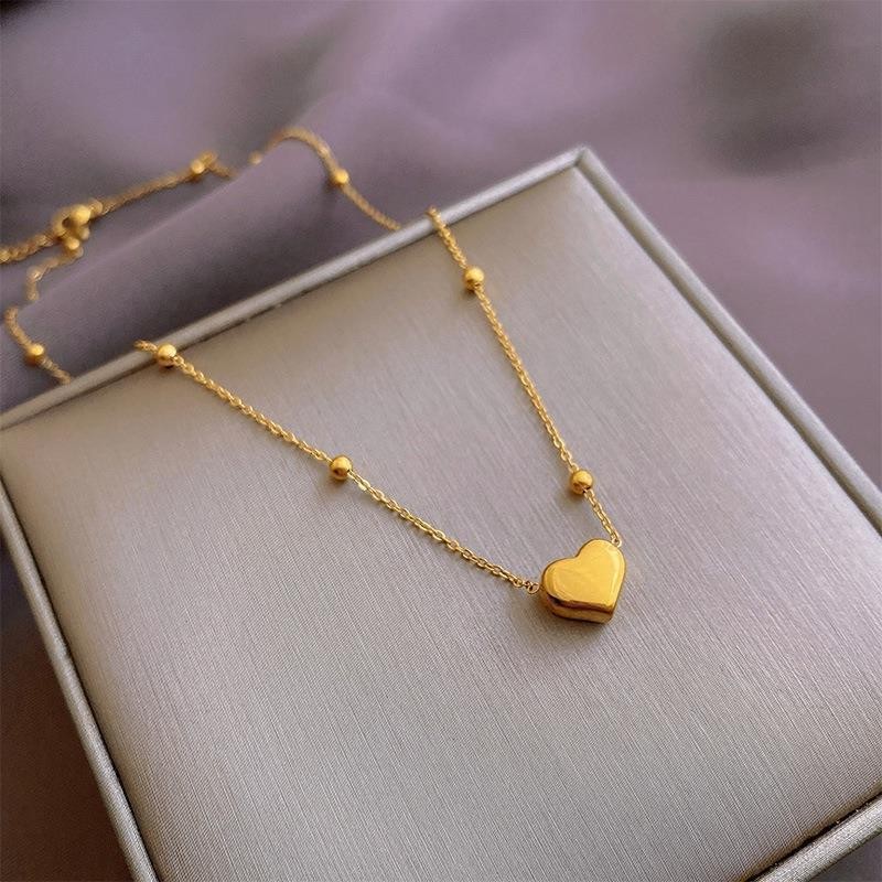 ญี่ปุ่นสไตล์เกาหลีมินิมอลสีทึบสามมิติรักต่อสู้ลูกปัดกลมขนาดเล็กไทเทเนียมเหล็กสร้