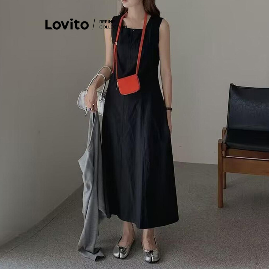 Lovito โครงสร้างธรรมดาชุดเดรสสำหรับผู้หญิง LNE83041
