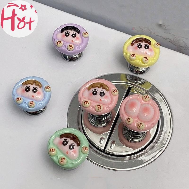 Ge การ์ตูนห้องน้ํากดปุ่มหลีกเลี่ยงการสัมผัสเล็บยาวพิเศษสากลฟลัชสวิทช์ฝาชักโครกจับอุปกรณ์ห้องน้ําตาราง