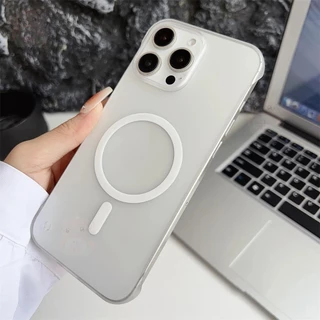หรูหราบางเฉียบกึ่งโปร่งใสช็อกทนฮาร์ดปกหลังสําหรับ ไอโฟน for iPhone Air 17 Pro Max 16 15 14 Plus 13 12 11 Pro Max มือโปร สูงสุด ไม่มีกรอบ เคลือบแม่เหล็กกรณีโทรศัพท์