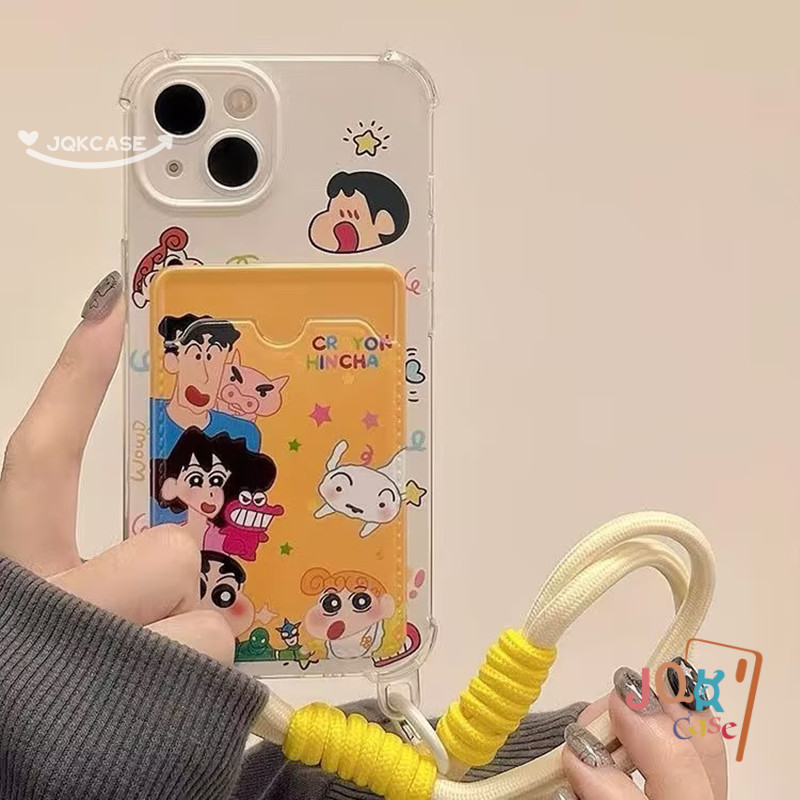 เคสไอโฟน 13 น่ารัก เคส ชินจัง สำหรับ IPhone 16 13 12 11 15 14 Pro Max 7Plus 8Plus X XR XS Max 7 8 15 Plus SEสายสะพาย เคส