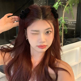 กํามะหยี่สีดํา Bowknot Side Bangs Hairpins สาวหวานหักคว้าคลิป Hairwear อุปกรณ์เสริม 2 ชิ้น