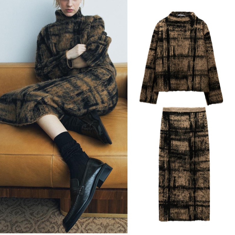 กระโปรงผ้าถัก Zara Jacquard5802116 เสื้อถักก้นเอวสูง5802115