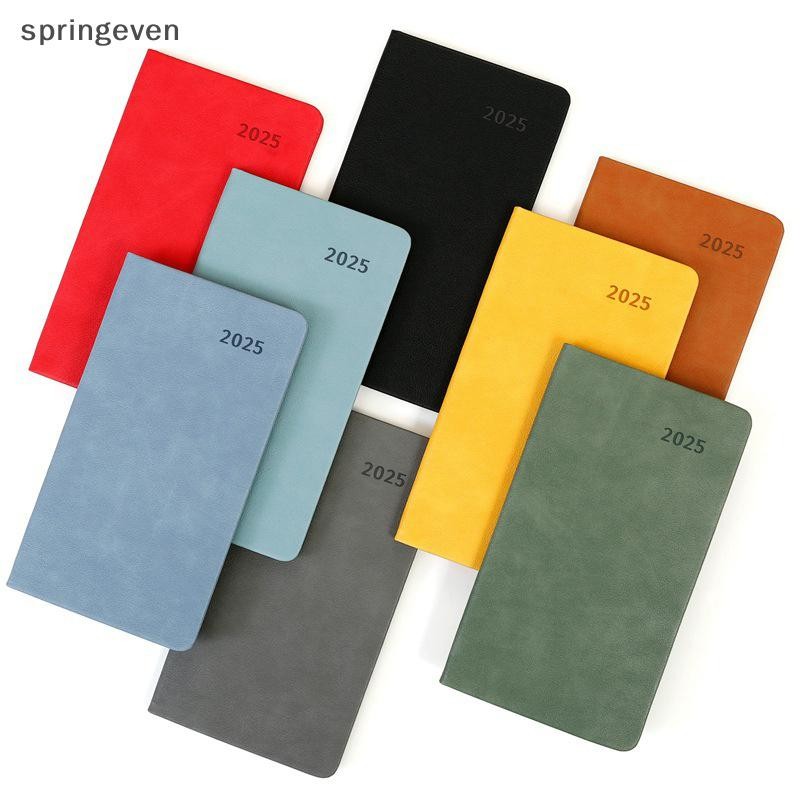 [springeven] Leather Agenda 2025 สมุดบันทึกวางแผนรายเดือนแบบพกพา A6 ไดอารี่ Notepad Journal Notebook อุปกรณ์สํานักงาน Mini Pocket Notepad สต็อกใหม่