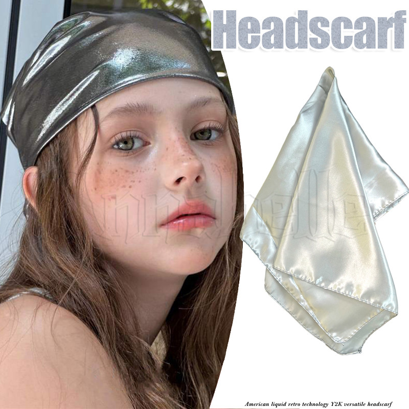 [3-5 วันมาถึง] Y2k Liquid Gloss Headscarf - เกาหลี INS หวาน Headscarf - ผู้หญิงผ้าพันคอผ้าพันคอ - Street Punk สไตล์ผ้าพันคอผม - สาวเครื่องเทศ Blingbling Headscarf - อเมริกันย้อนยุคผ้าพันคอ