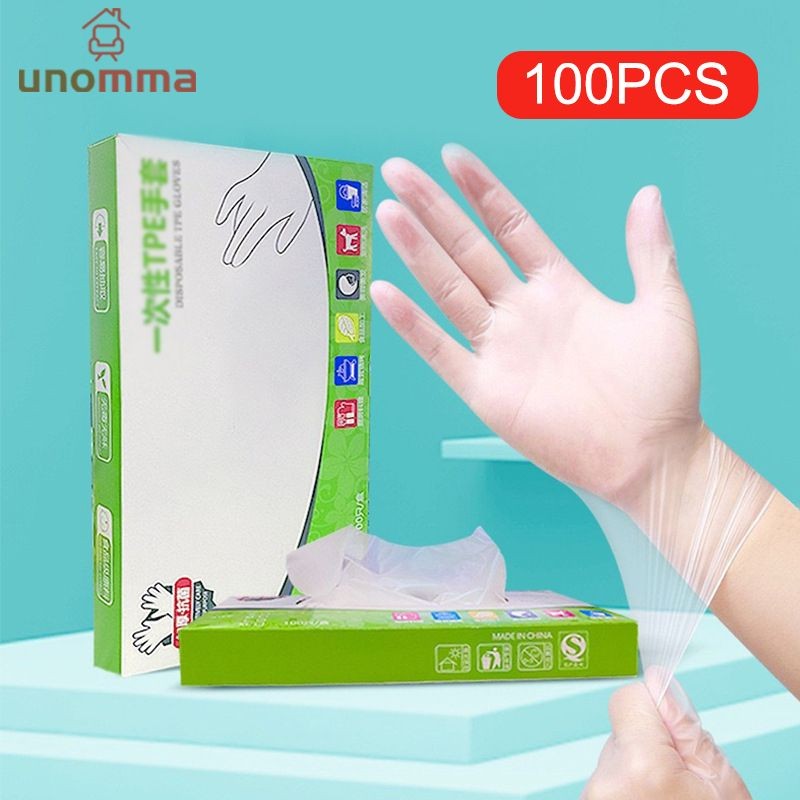 🎈ถุงมือ TPE 100 ชิ้น ถุงมือพีวีซี ถุงมือยาง เหนียว ไม่ขาดง่าย ถุงมือทำอาหาร ถุงมืออเนกประสงค์ unomma