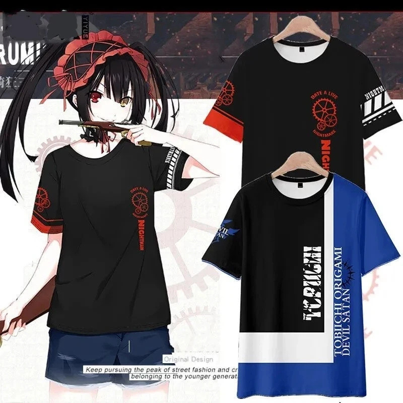 ญี่ปุ่น Anime date A Live Girl tokisaki Kurumi Nightmare 3D พิมพ์เสื้อยืดผู้ชายแขนสั้น T เสื้อ Harajuku Casual Man เสื้อผ้า