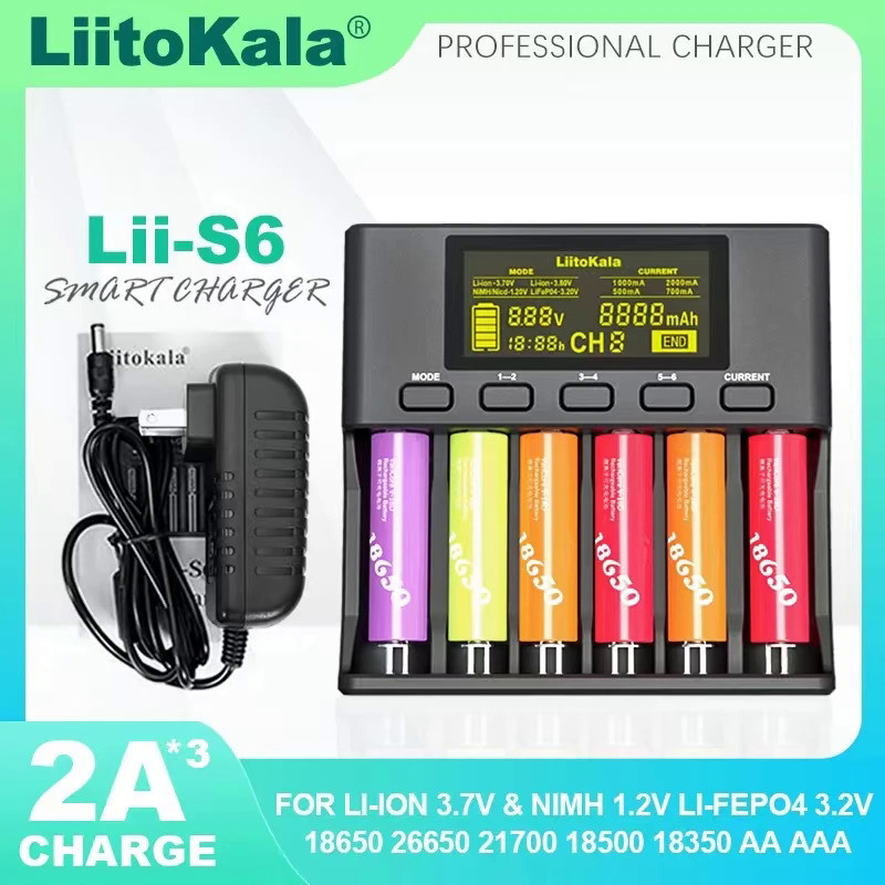 LiitoKala Lii-S6 Lii-500 Lii-PD4 Lii-M4 Lithium Battery Charger For 18650 3.7V  26650 21700 32650 18