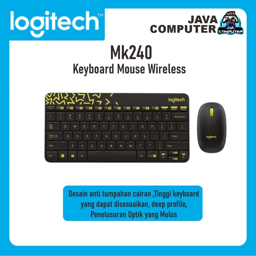 เมาส์คีย์บอร์ดไร้สาย Logitech MK240 Nano Black