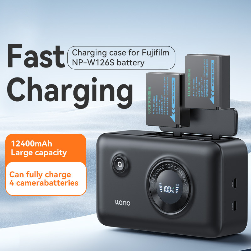 Llano NP-W126S Dual แบตเตอรี่ Fast แบบพกพาชาร์จในตัวสําหรับ Fujifilm XT30II X100VI X-M5 XS10 XT3 XT2