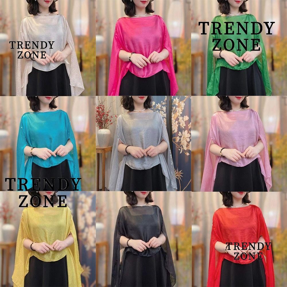 Trendyzone ผ้าคลุมไหล่ผู้หญิง, สีบริสุทธิ์ยาวชุดราตรี, เสื้อคลุมชีฟองแฟชั่นผ้าพันคอผู้หญิงสาว