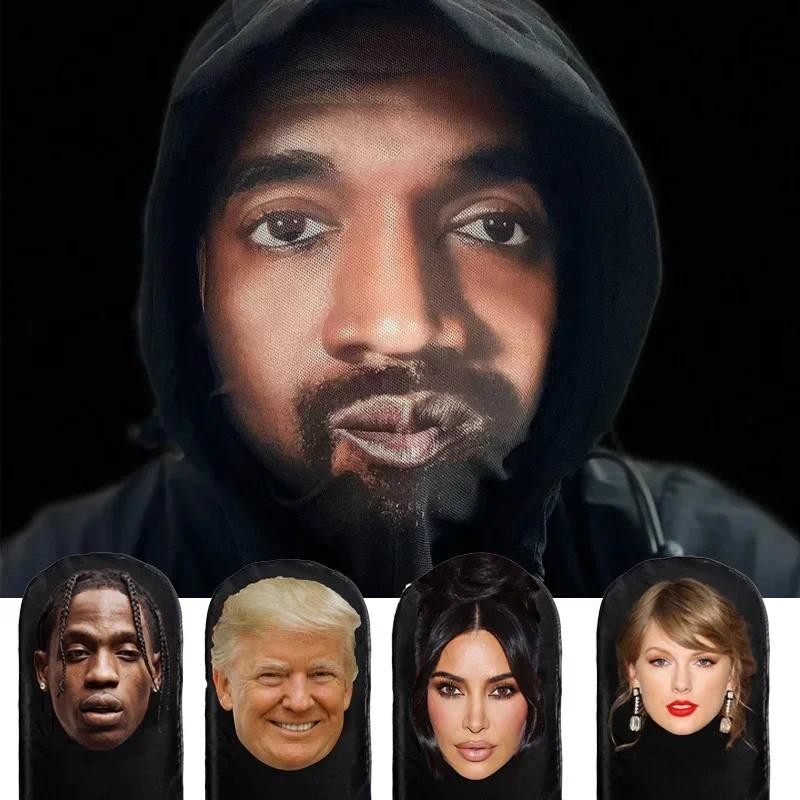 3D พิมพ์ Headwear Kanye Taylor Trump หน้ากากตาข่ายยืดหยุ่นฮาโลวีนตกแต่ง Face Mask Unisex คอสเพลย์ Hi