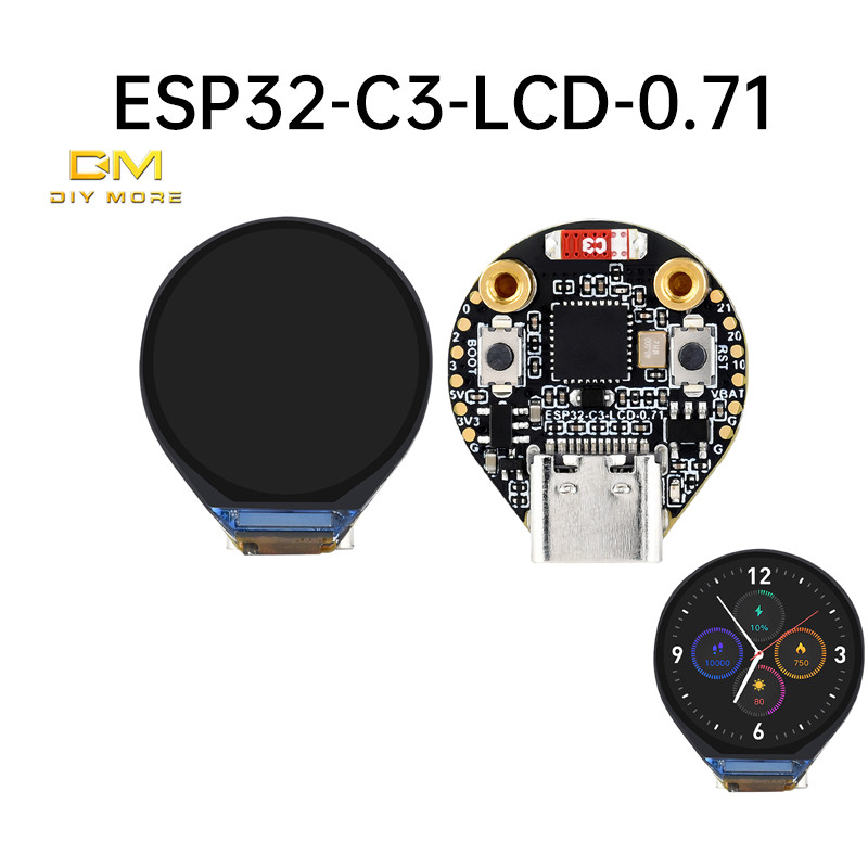 Diymore ESP32-C3 0.71 นิ้ววงกลม Ips Lcd Development Board ความละเอียด 160  160 และอินเทอร์เฟซ Spi หน้าจอตาม ESP32-C3 – โปรปัง