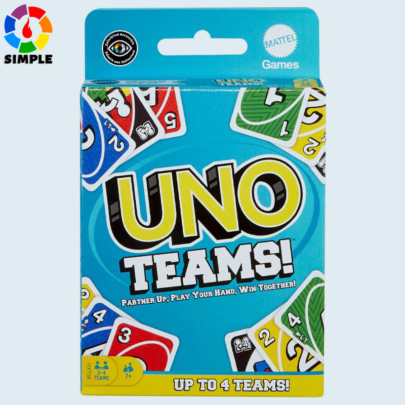 UNO Teams Card Game for Family Nights, Game Nights, Travel, Camping & Parties, Colorblind Accessible