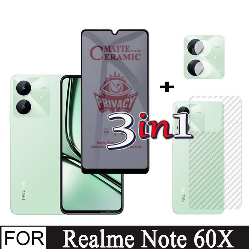 Realme Note 60x Anti-Spy กระจกนิรภัยความเป็นส่วนตัวสําหรับ Realme Note 60 50 C51 C53 3in1 ป้องกันหน้าจอ + เลนส์ป้องกันฟิล์ม