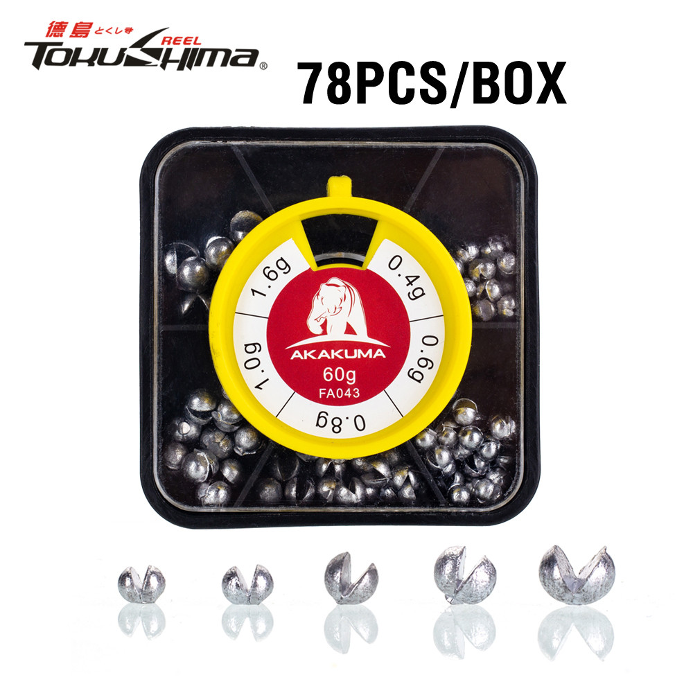 78 ชิ้นน้ําหนักตกปลา Sinkers Split Shot สายตกปลา Sinker Kit รอบที่ถอดออกได้ตะกั่ว Sinker อุปกรณ์ตกปล