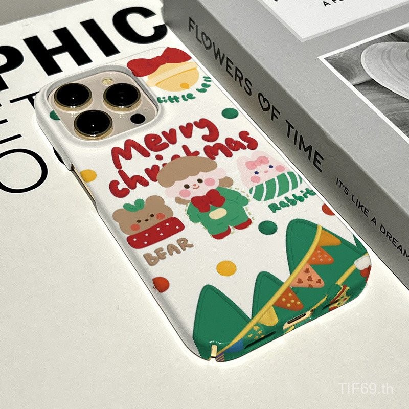 เคสมือถือตัวอักษรปาร์ตี้คริสต์มาสภาษาอังกฤษสำหรับ iPhone 16PROMAX 15 14 13 12 11 Pro 16pro เคสป้องกัน16PLUS XR XS xsmax 15 14 13 12 11 PROMAX เปลือกแข็งป้องกันสิ่งสกปรกพลาสติกไม่รวมปุ่ม
