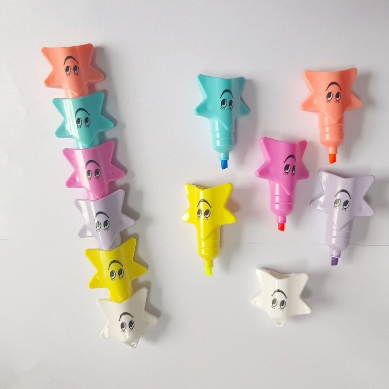 AMOONY 2x ชุด Splicing Highlighter Markers หัวใจ Highlighter Star Highlighter รูปร่าง Highlighter ปา