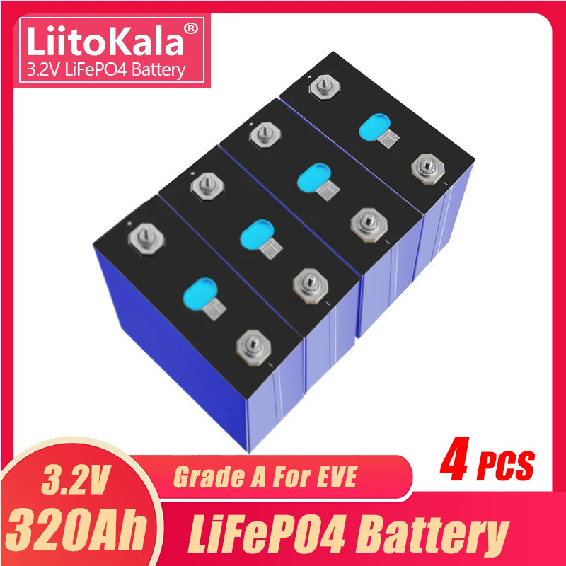 4ชิ้น liitokala 3.2V เซลล์320Ah ใหม่เอี่ยม48V แบตเตอรี่320Ah Lifepo4 310Ah เกรด48V 24V แพ็คแบตเตอรี่