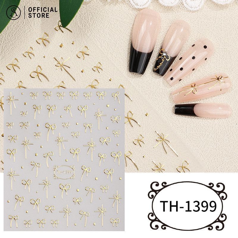 สติ๊กเกอร์เล็บ DIY สติกเกอร์ความรักดาวดอกไม้โบว์ 3D ตกแต่งเล็บ