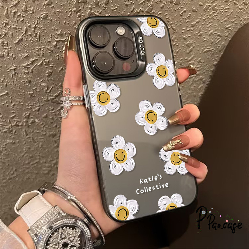 ดอกไม้น่ารักรอยยิ้มกราฟฟิตีเข้ากันได้เคสไอโฟน 13 11 16 15 14 12 Pro Max XR 7Plus X XS Max 16 7 8 15 14 Plus SE 2020 เคส