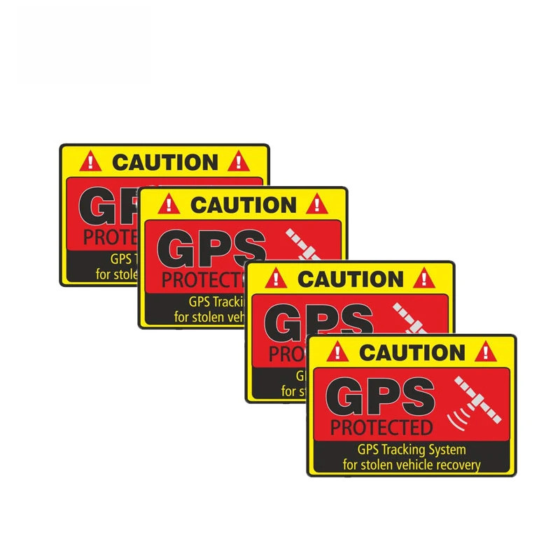 4 X Warning Car Sticker Caution GPS Tracking System Protected Personality  Waterproof Auto Decors on