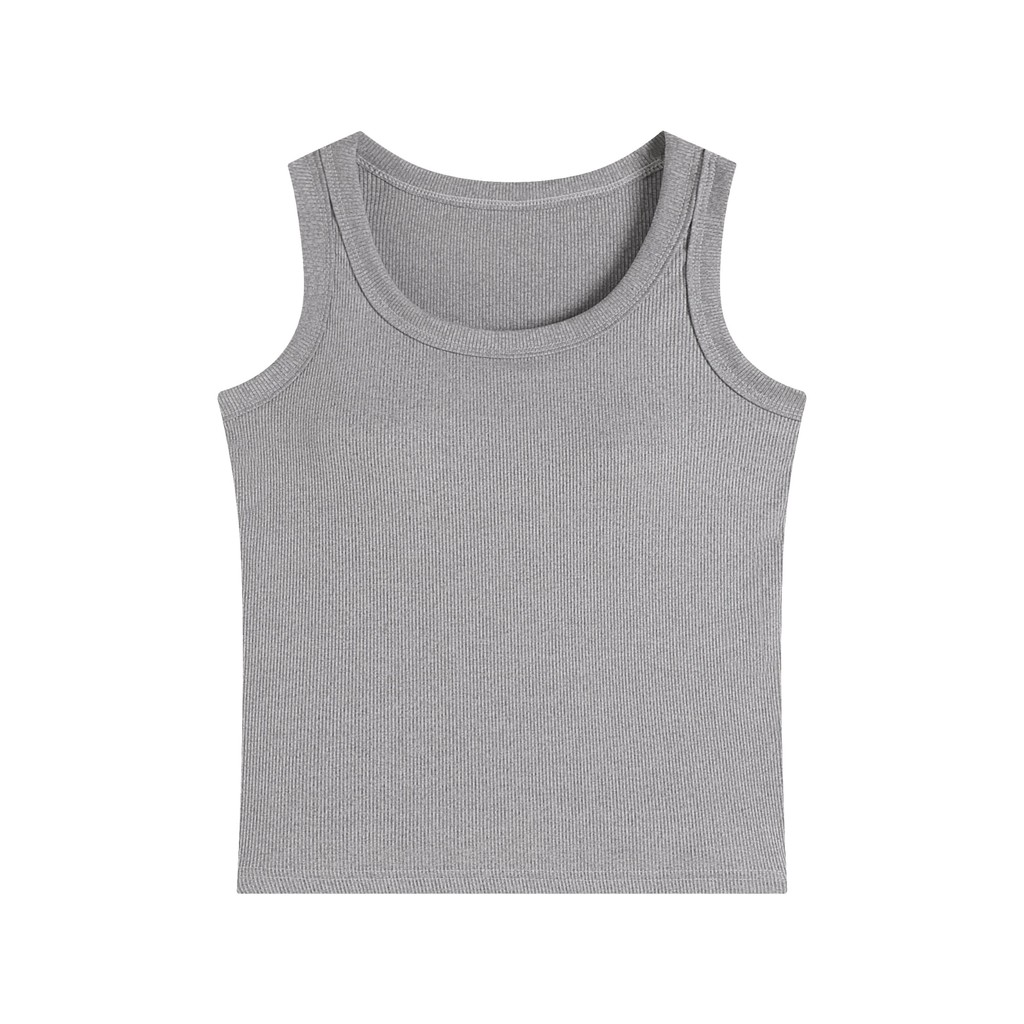 เสื้อกล้ามมีบราในตัว เสื้อกล้ามลำลอง เบสิก สีพื้นเปิดไหล่ สำหรับสตรี นุ่มและใส่สบาย - รูปที่ 3