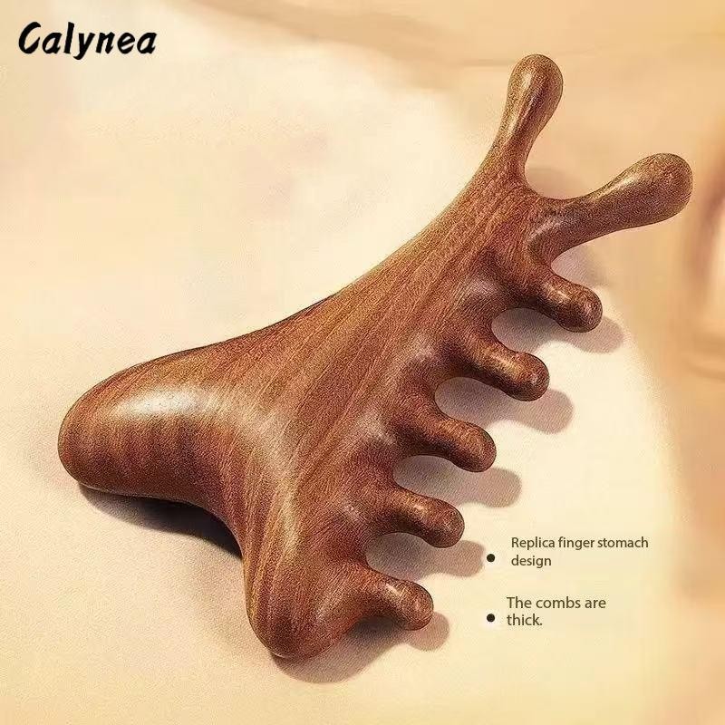 CALYNEA หวีไม้จันทน์ ธรรมชาติ นวดศีรษะ ผมตรง ป้องกันไฟฟ้าสถิตย์ ลดผมร่วง ช่วยให้ผมเงางาม แก้ผมพันกัน