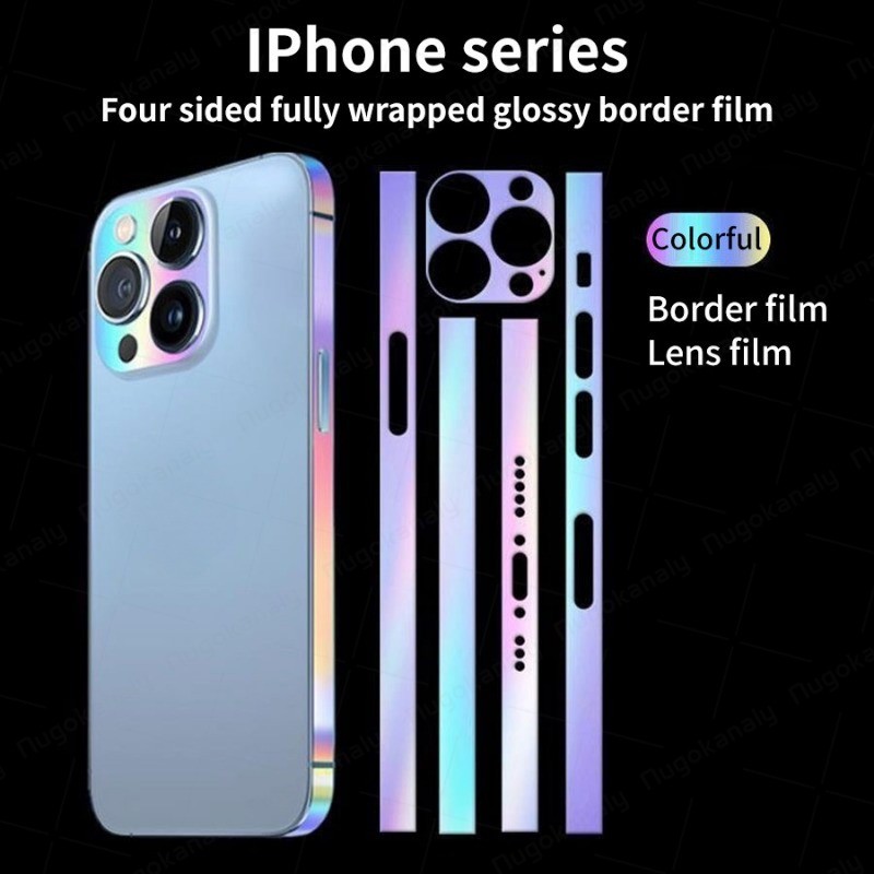 สําหรับ iPhone 16 Plus 15 14 13 12 Pro Max Border กรอบสติกเกอร์ขอบป้องกัน TPU Hydrogel ฟิล์ม