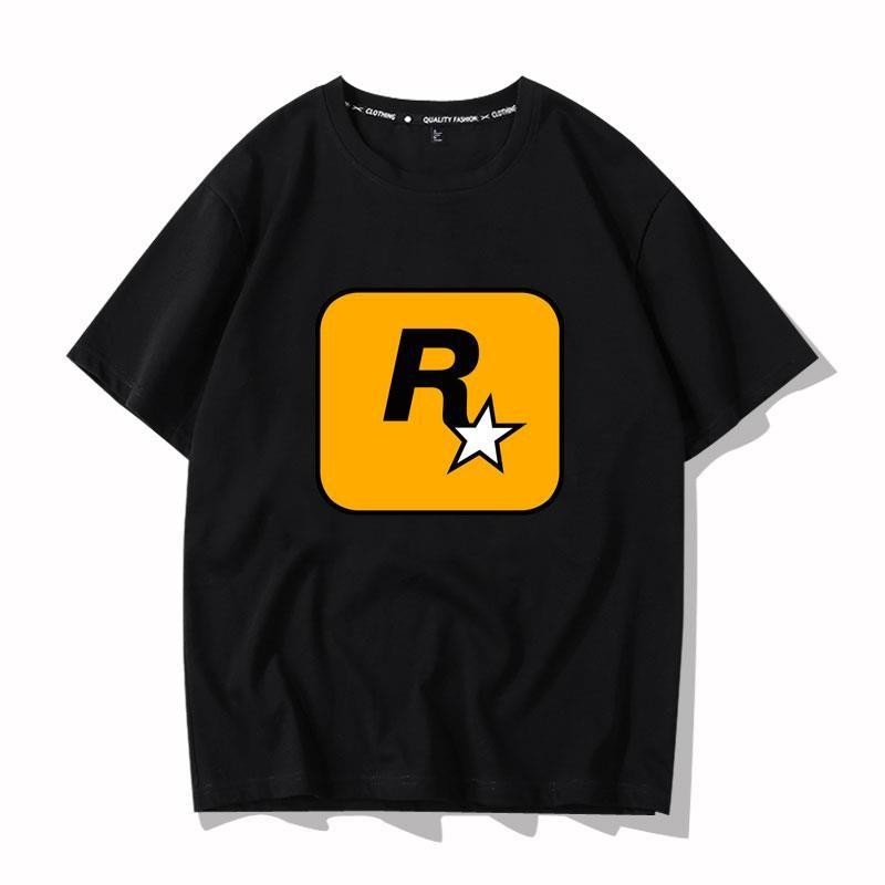 ของขวัญจากเกม GTA 5 เสื้อยืดแขนสั้น GTA 6 R Star Rockstar Games เสื้อยืดผ้าฝ้ายแท้ หลวม เสื้อผ้าแบรน