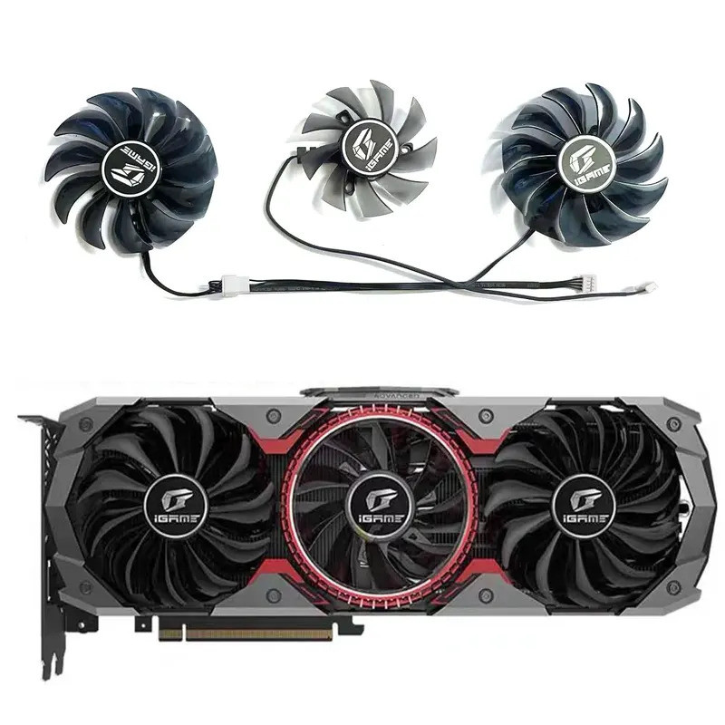 ใหม่ PVA080E12R 85 มม.75 มม.4PIN RTX2080 2080TI GPU พัดลมสําหรับที่มีสีสัน iGame GeForce RTX2060 207