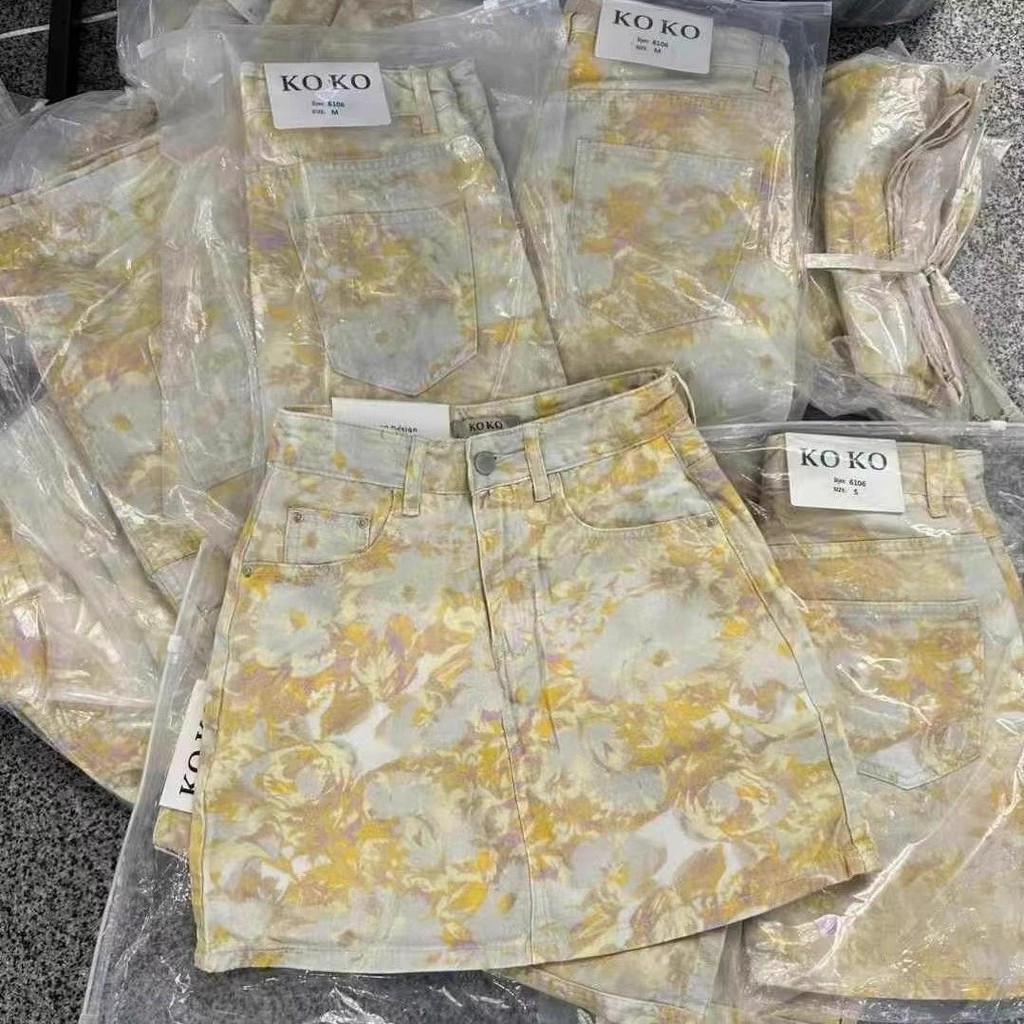 ฤดูร้อนสไตล์ใหม่เวอร์ชั่นเกาหลีการออกแบบซอกดอกไม้กระโปรงยีนส์ผู้หญิงเอวสูง ผอมลง ดูกระโปรงสั้น - รูปที่ 3