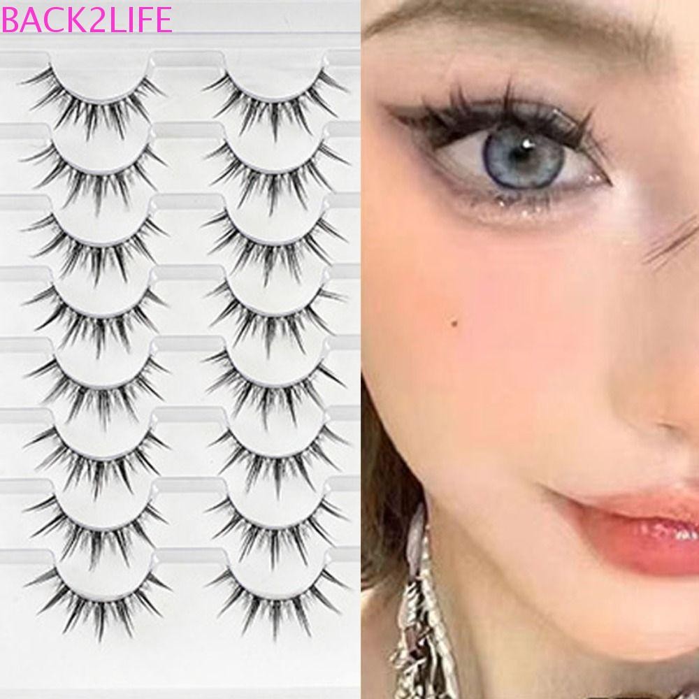 BACK2LIFE 8 คู่ Little Devil Full Strip Lashes, ธรรมชาติดูหนาแน่นขนตาปลอม, Grafting Long Lasting Soft DIY Eye Lashes แต่งหน้า