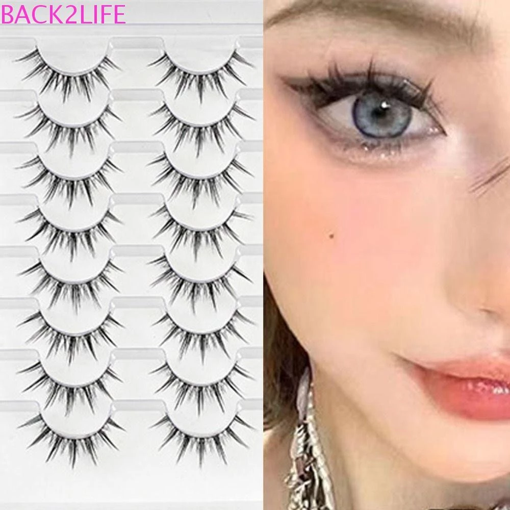 BACK2LIFE 8 คู่ Little Devil Full Strip Lashes, ธรรมชาติดูหนาแน่นขนตาปลอม, Grafting Long Lasting Soft DIY Eye Lashes แต่งหน้า