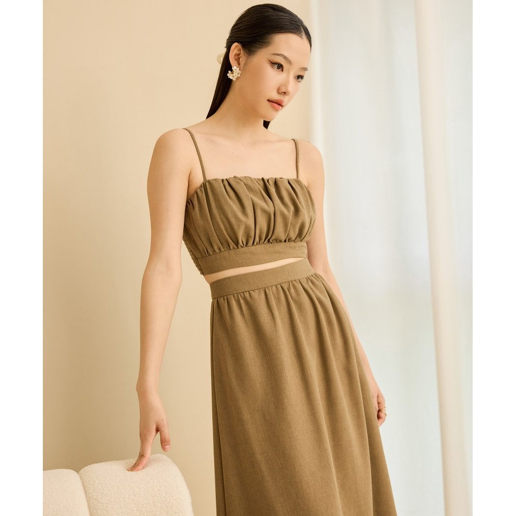 เสื้อ Ema Ruched - มะกอก