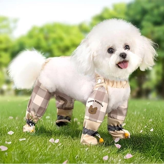 PULSEE Pet Strolling Going Out Pants,แถบสะท้อนแสงกันฝุ่นสุนัขกางเกงสี่ขา,แฟชั่นป้องกันขาปรับ Anti-Slip Dog Boot Leggings กิจกรรมกลางแจ้ง