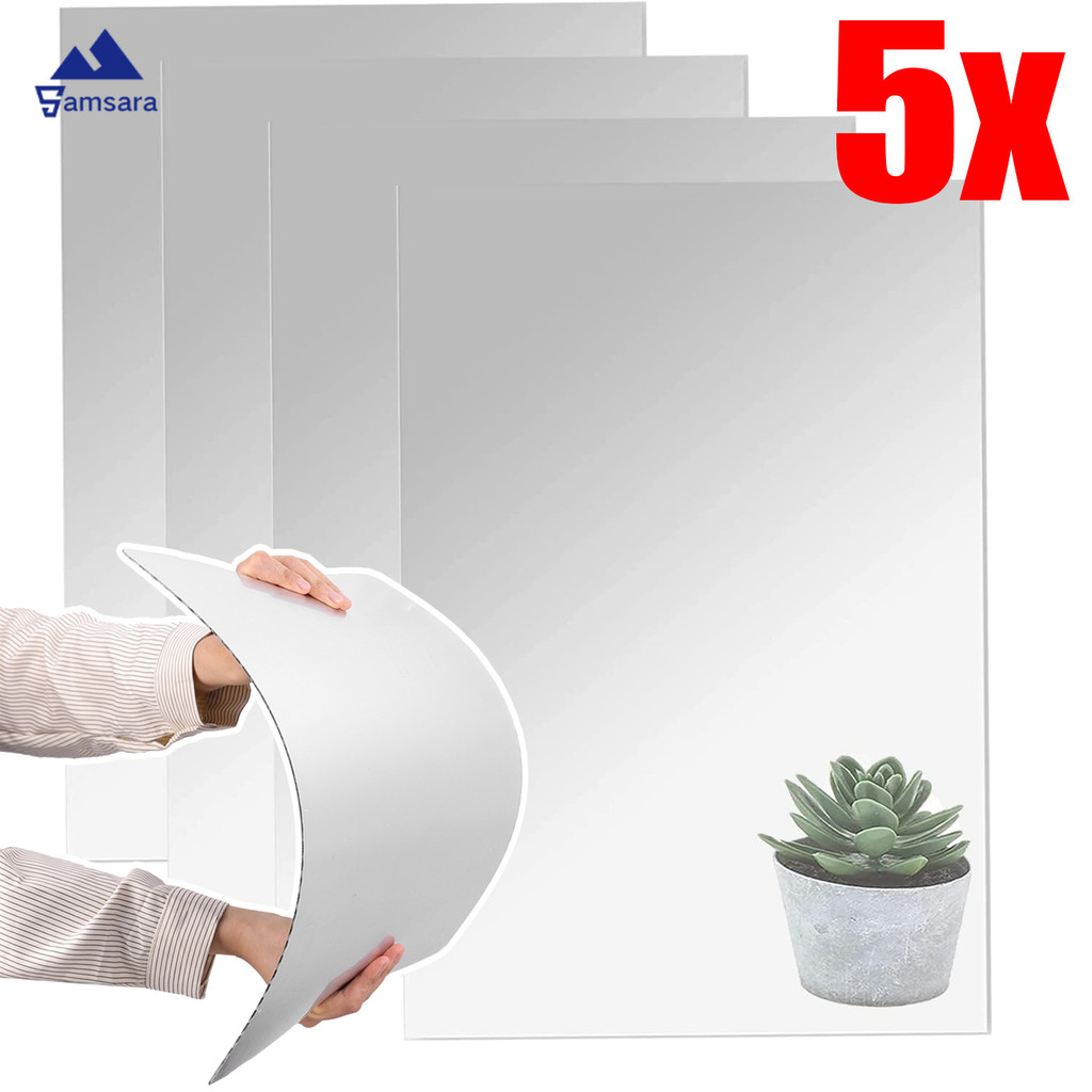 สติกเกอร์กระจกนุ่มอะคริลิคแตก 1-5 ชิ้น - ขอบโค้งมนความปลอดภัยหนา 1.7 มม., คริสตั