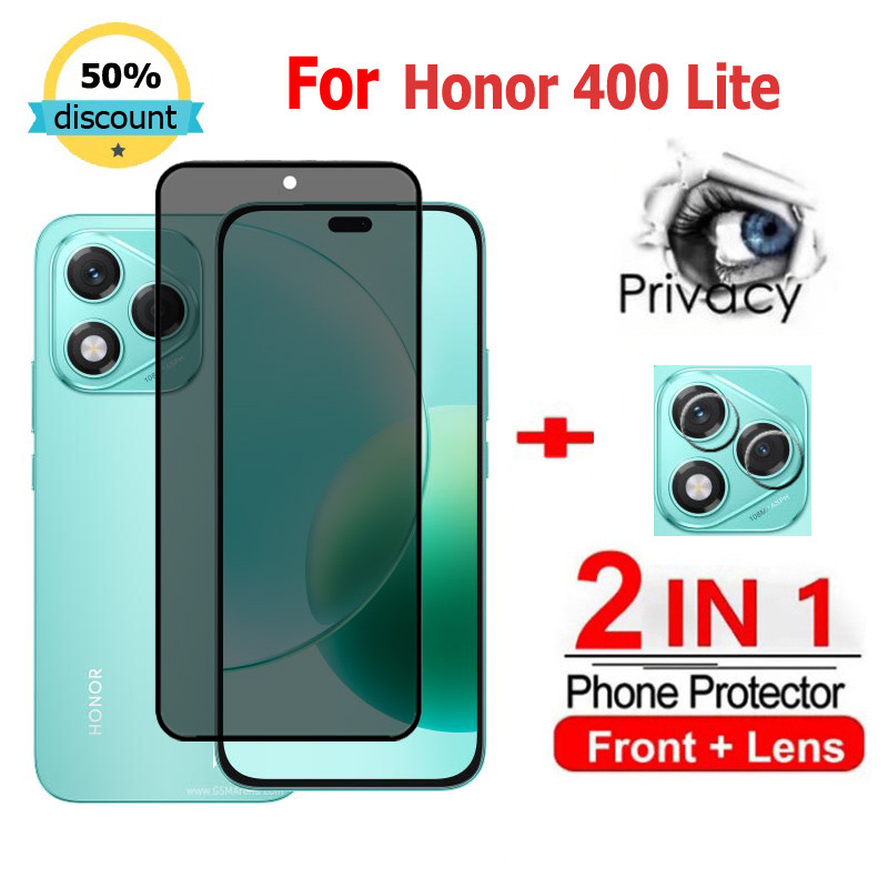 2 in 1 ฟิล์ม Honor 400 Lite ฟิล์มกระจกนิรภัยกันรอยหน้าจอ กันแอบมอง เพื่อความเป็นส่วนตัว สําหรับ Honor 200 100 90 70 50 X9C X8C X7C X9b X9a X8b X7b X8a X7a X6a X50 X8 X7 X7 X6 Pro 5 Lite Magic 6 Pro 5G ฟิล์มกันรอย ฟิล์มกล้อง