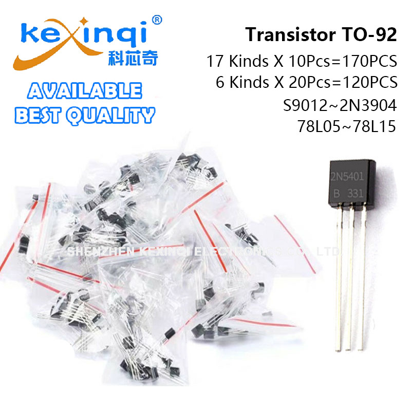 (17/6kinds) ชุดทรานซิสเตอร์ NPN/PNP ใช้งานทั่วไป TO-92 S9012 2N3904 78L05 78L15 S9014 S9018 S8550 A1