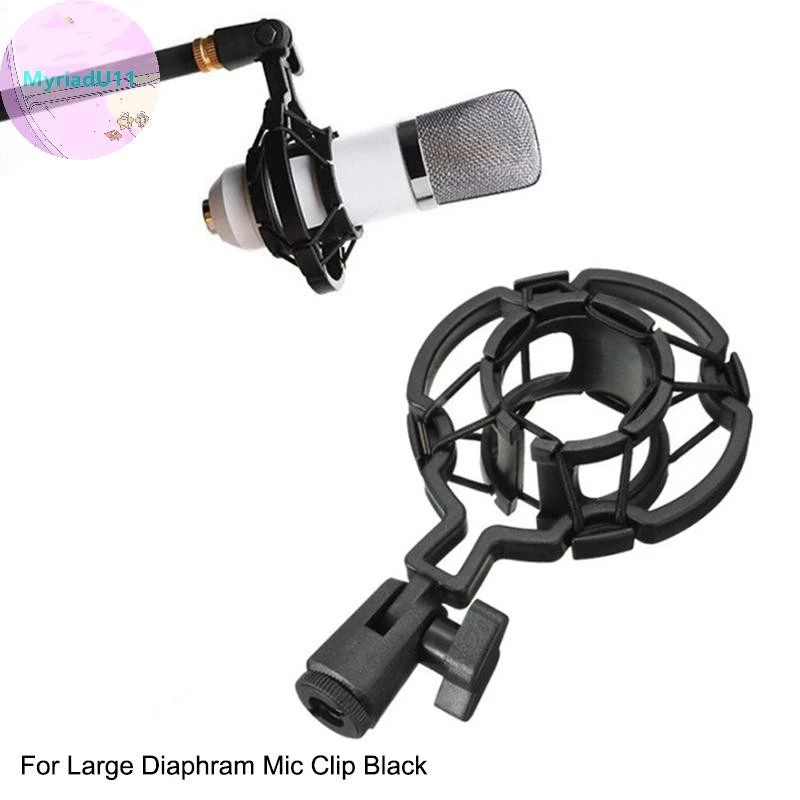 MyriadU Universal คอนเดนเซอร์ไมโครโฟน Mic Shock Mount Holder สตูดิโอการบันทึกสําหรับขนาดใหญ่ Diaphram Mic คลิปสีดํา TH