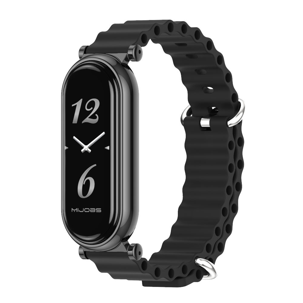 MIJOBS สำหรับ Mi Band 6 5 Ocean Band สายรัดกันน้ำพร้อมเคสป้องกันโลหะสำหรับ Xiaomi Smart Band 5 NFC