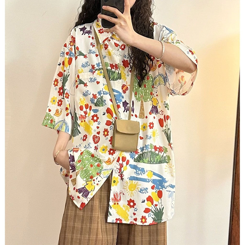 เสื้อลายดอกไม้แขนสั้นผู้หญิง ไซส์ L-2XL สไตล์เกาหลี thumbnail 9