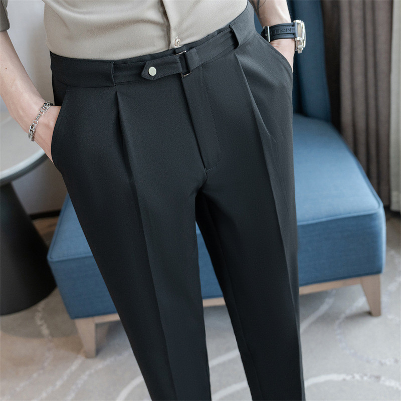 กางเกงสแล็ค ขายาว ใส่ทำงาน เข็มขัดถอดออกได้ กางเกงทำงาน (3 สี ครีม เทา ดำ)